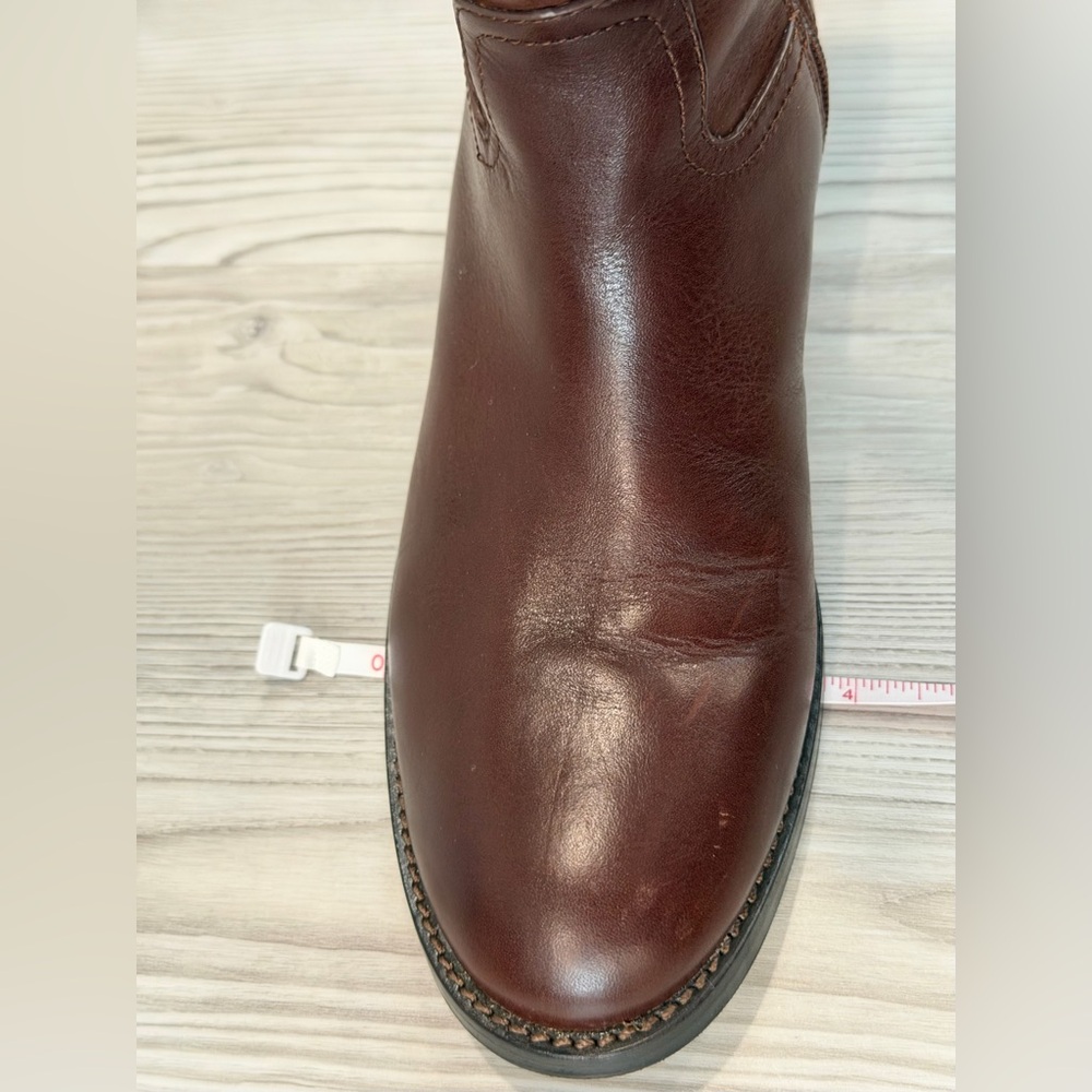 TORY BURCH Kiernan Almond Brown Galleon Leather Tall Logo Boots Size 7.5 EUC - Picture 12 of 17